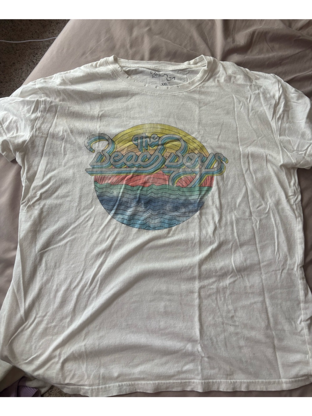 Vintage The Beach Boys Retro Rainbow Graphic Band Tee XXL